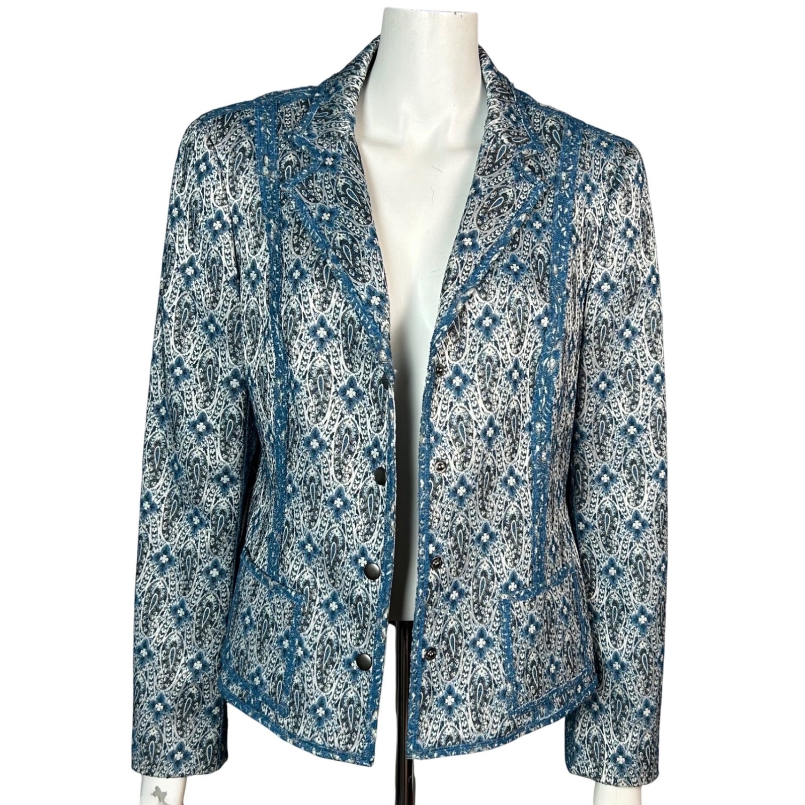 Worth Blazer Size 12 Victorian Tapestry Jacket Wool Statement Office Artsy